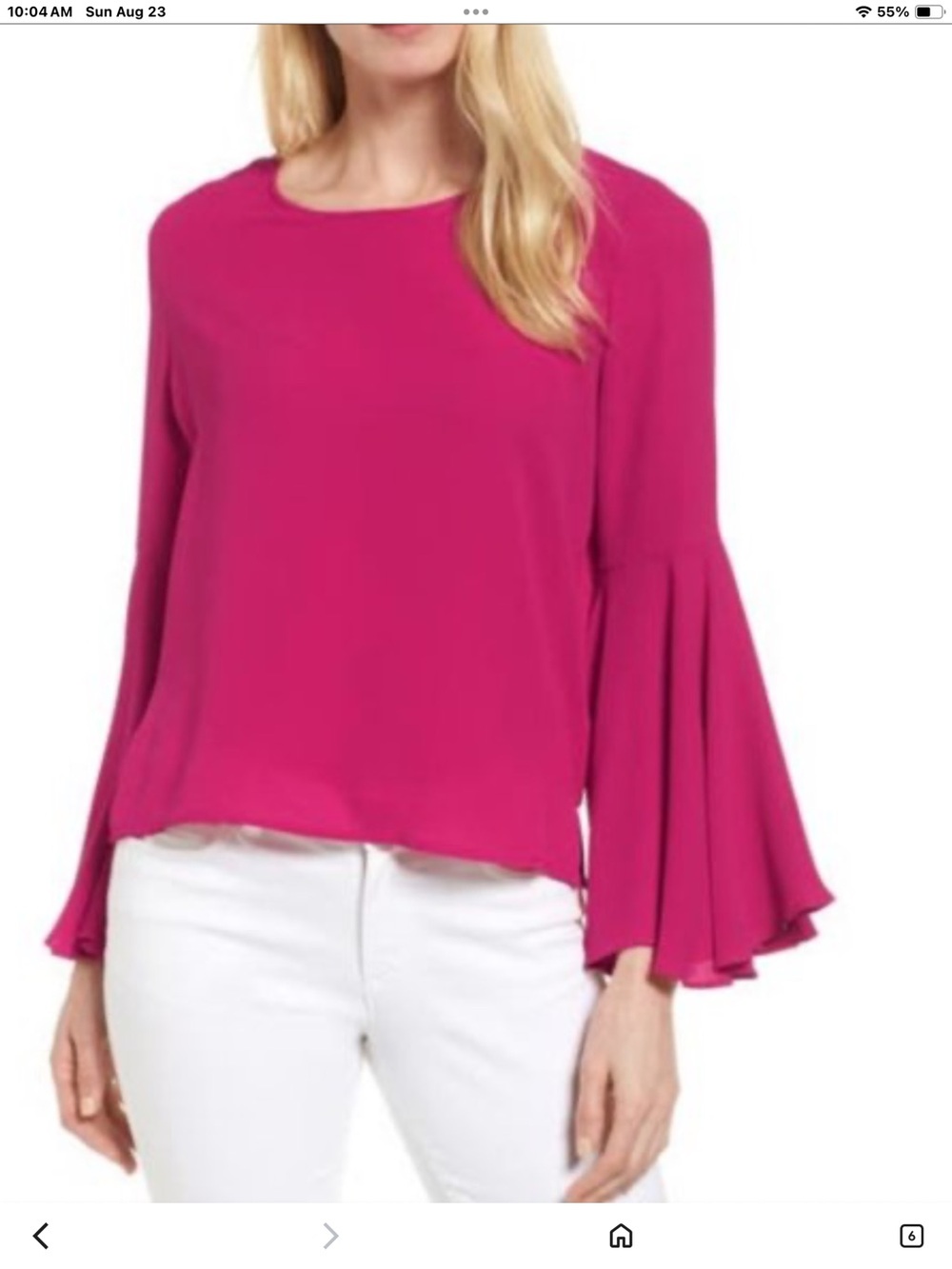Vince Camuto Fuchsia Bell-Sleeve Women's Blouse